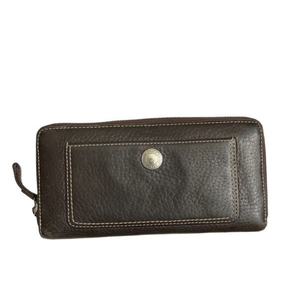 Coach brown zipper clutch wallet